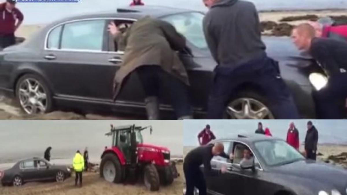 n ai mai vazut asa ceva bentley tras de tractor pe plaja video