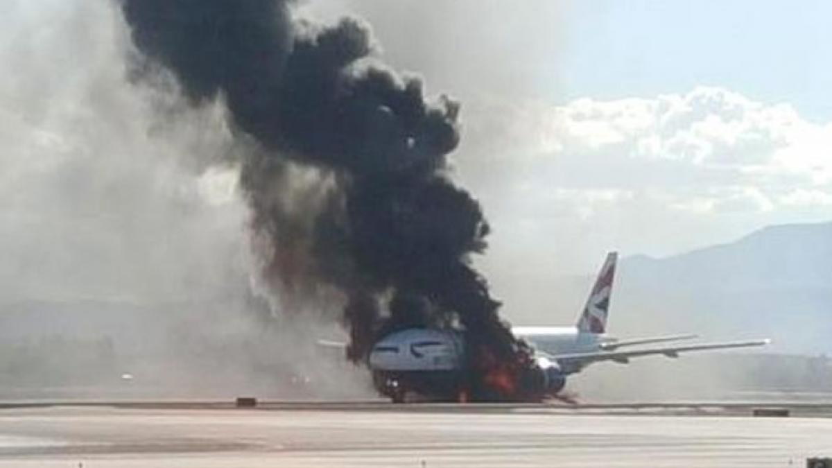 un avion british airways a luat foc pe pista cel putin 13 persoane au ajuns la spital