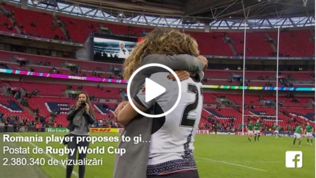 un rugbist din nationala romaniei si a cerut in casatorie iubita pe wembley