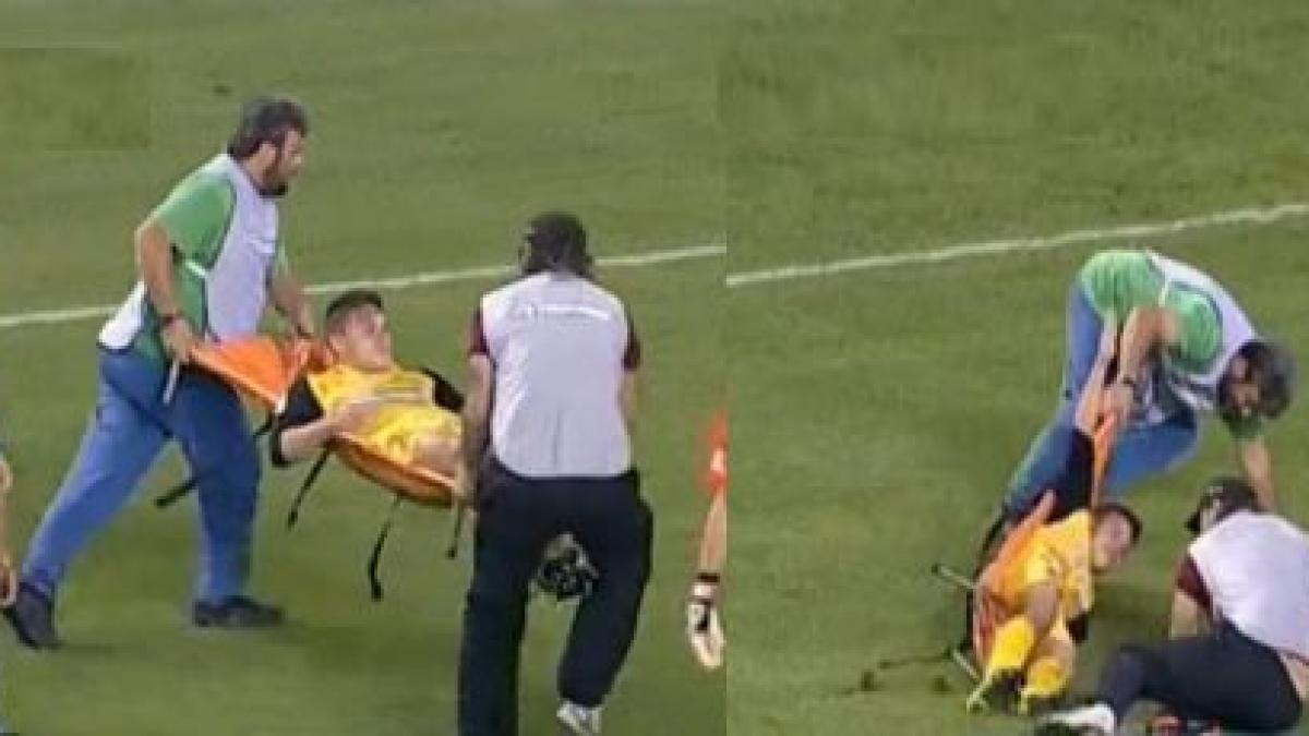 fotbalist ranit de brancardierii care l au luat cu targa de pe teren