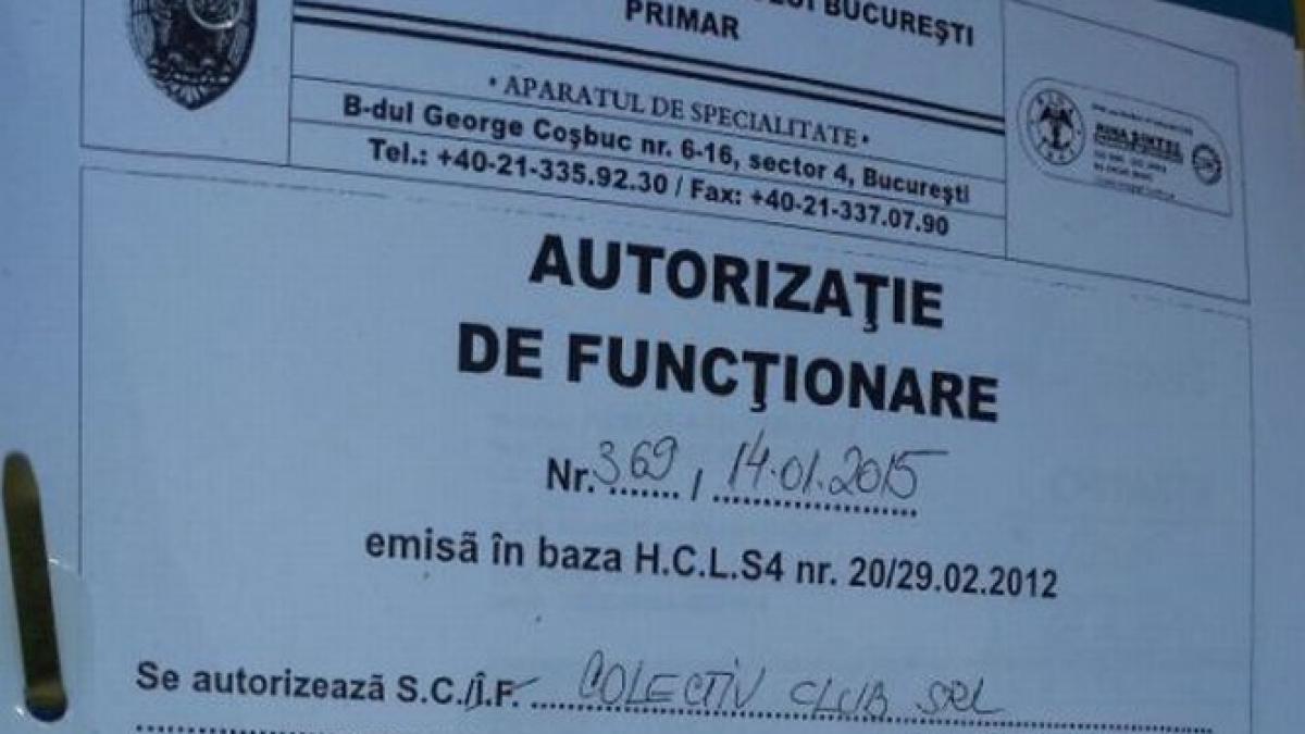 primaria sectorului 4 autorizatii functionare colectiv