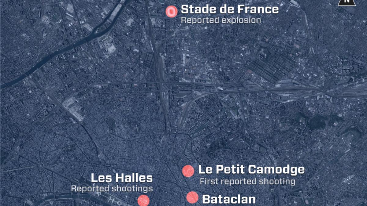 map of deadly paris terror attacks