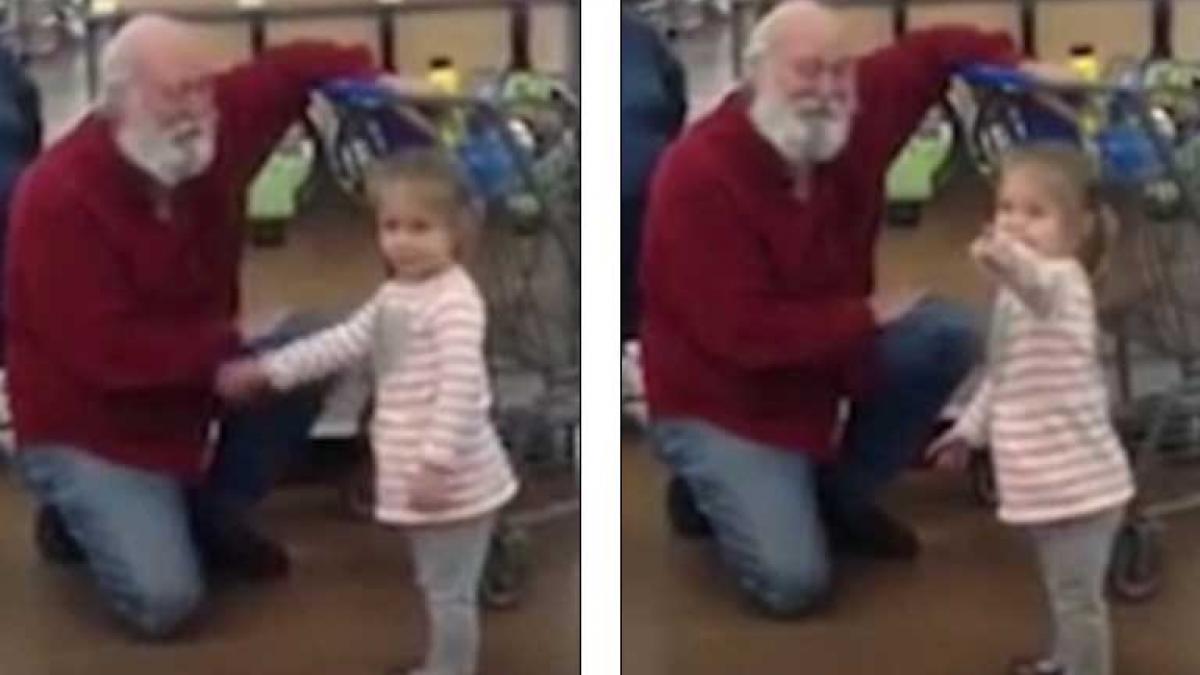 momentul adorabil in care o fetita il confunda pe un batran cu mos craciun intr un supermarket iti
