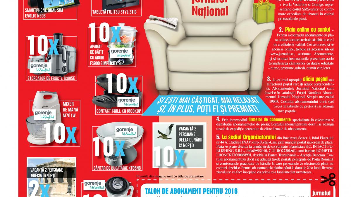 aboneaza te acum la jurnalul national 100 de premii puse in joc