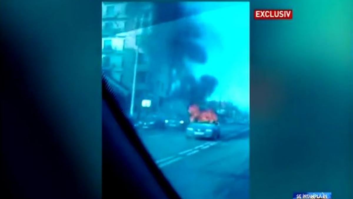 masin arde in trafic