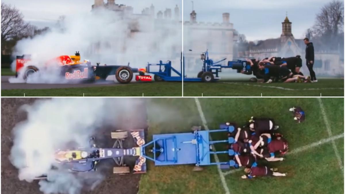 o masina de formula 1 contra unei echipe de rugby cine castiga