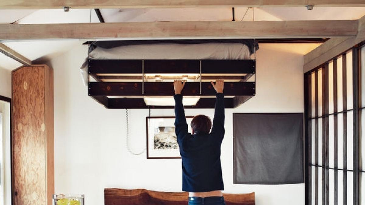 solutii practice pentru dormitor patul care se ascunde in tavan