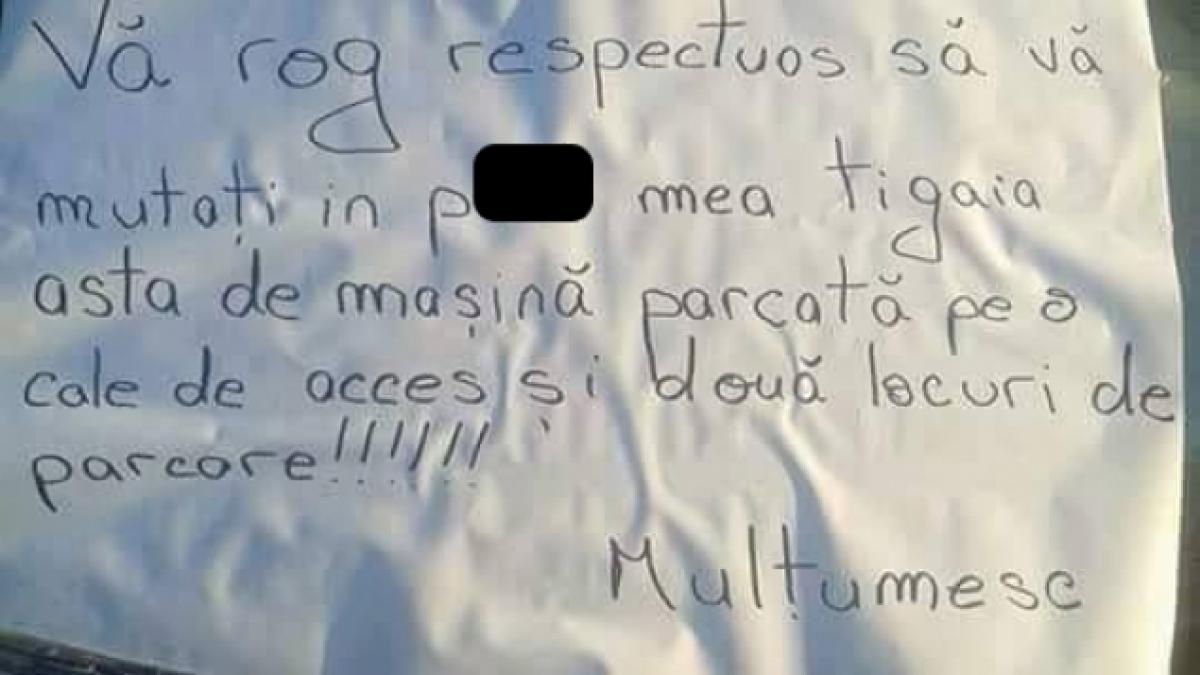 a parcat masina intr un loc nepermis si s a trezit cu un mesaj pe luneta ce i a scris un trecator