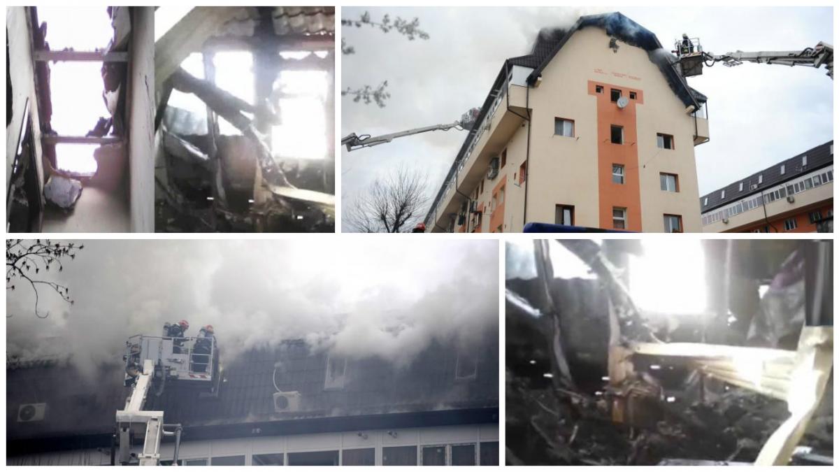imagini din mansarda blocului cuprins de flacari 34 de apartamente au ars complet