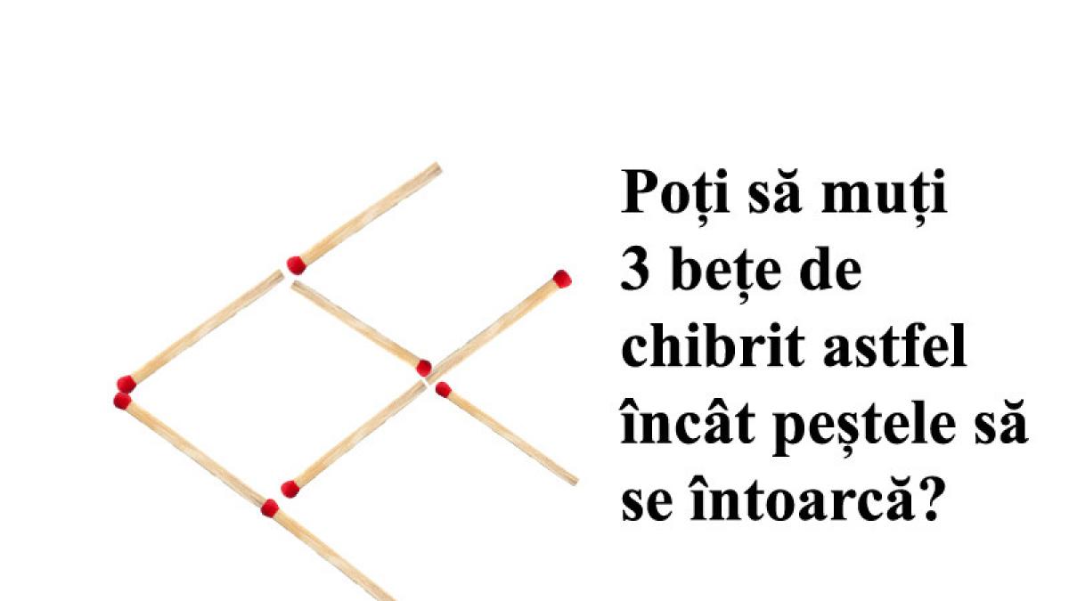 test de inteligenta poti sa muti trei bete de chibrit astfel incat pestele sa fie orientat in