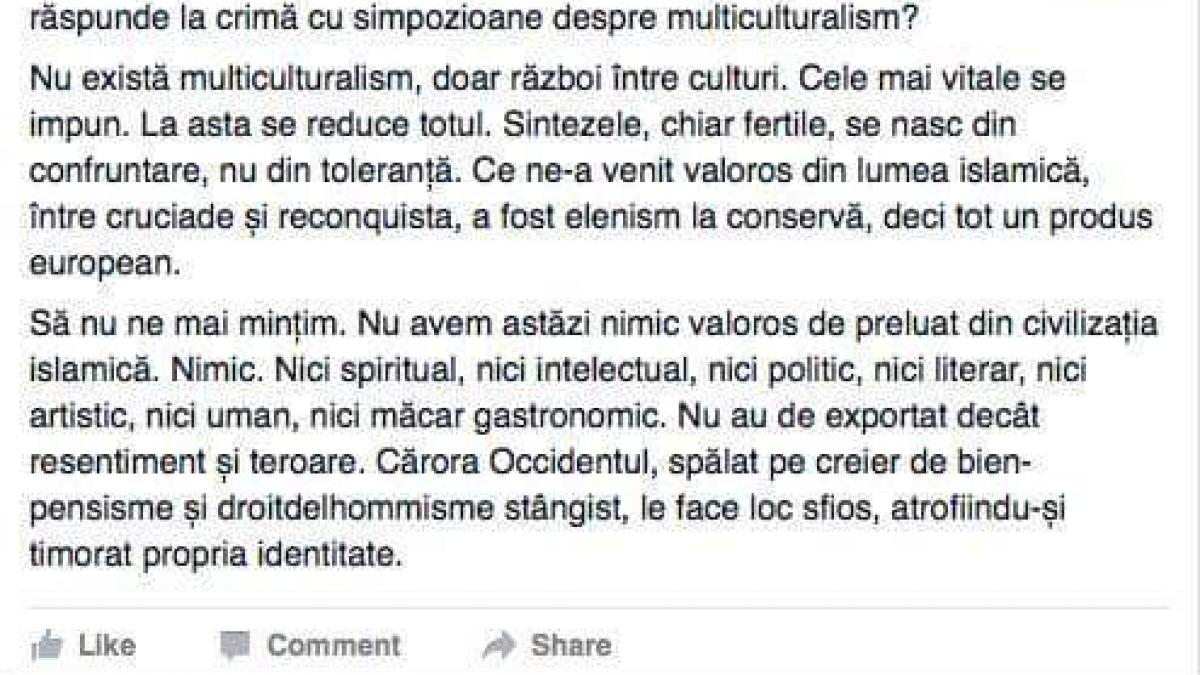 postarea cumplita a unui intelectual al lui basescu dupa atentatele din belgia