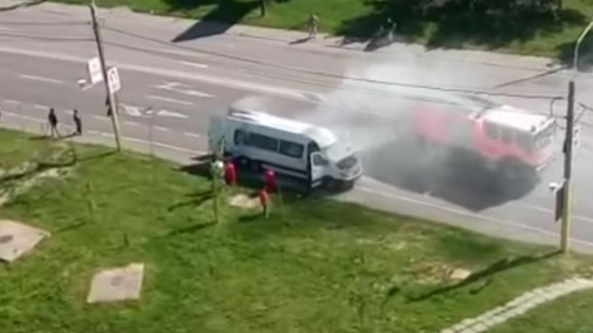 microbuz incendiu trafic constanta