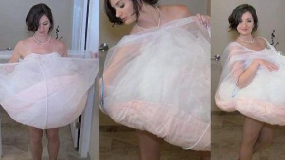 au ras cand au vazut aceasta rochie de mireasa insa este genial ce se ascunde in spatele imaginii