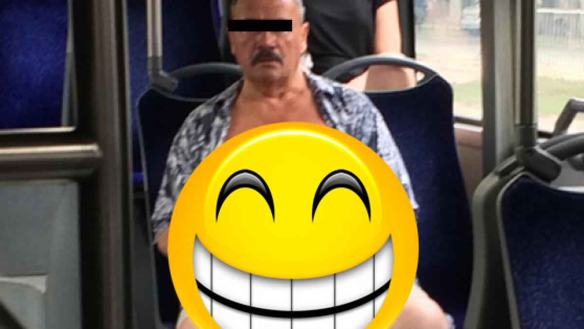 In ce hal s-a urcat barbatul asta intr-un autobuz din Bucuresti! In partea de jos pare normal, dar daca vezi poza intreaga...
