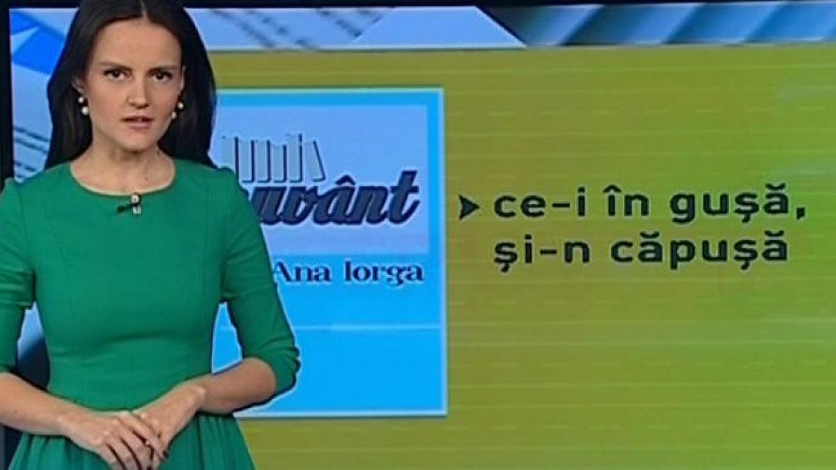 pe cuvant cu ana iorga cum se traduce expresia ce i in gusa si n capusa