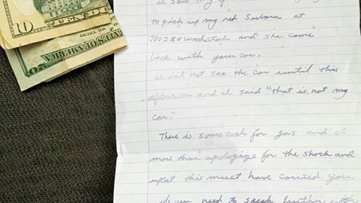 i a fost furata masina intr o noapte a doua zi a fost returnata alaturi de un bilet ce scria in