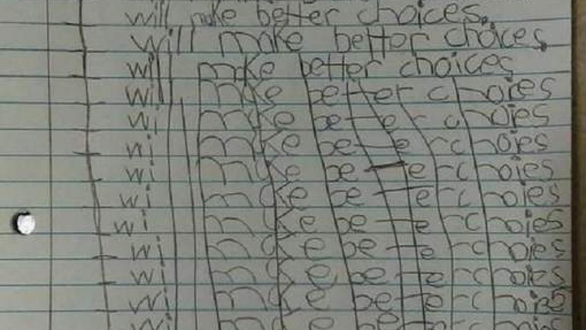 a fost pedepsit sa scrie o fraza de mai multe ori ce metoda geniala a gasit un elev ca sa scape mai