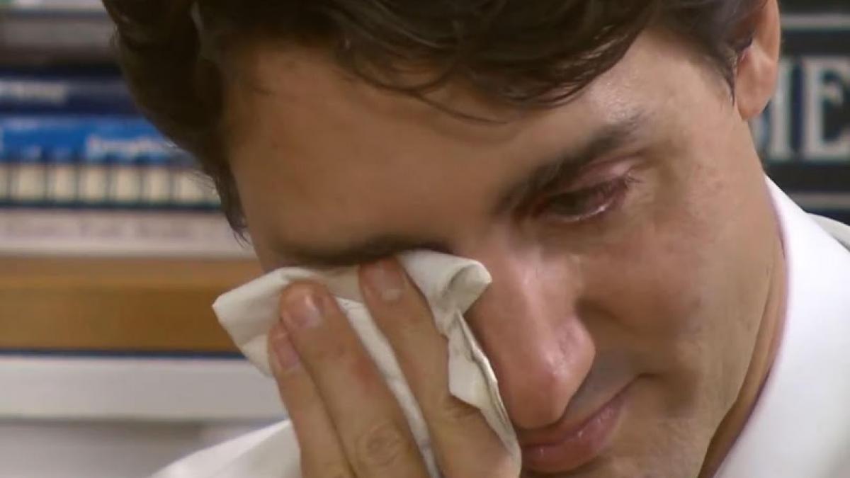 imagini inedite cu premierul canadei justin trudeau in lacrimi la un post de televiziune