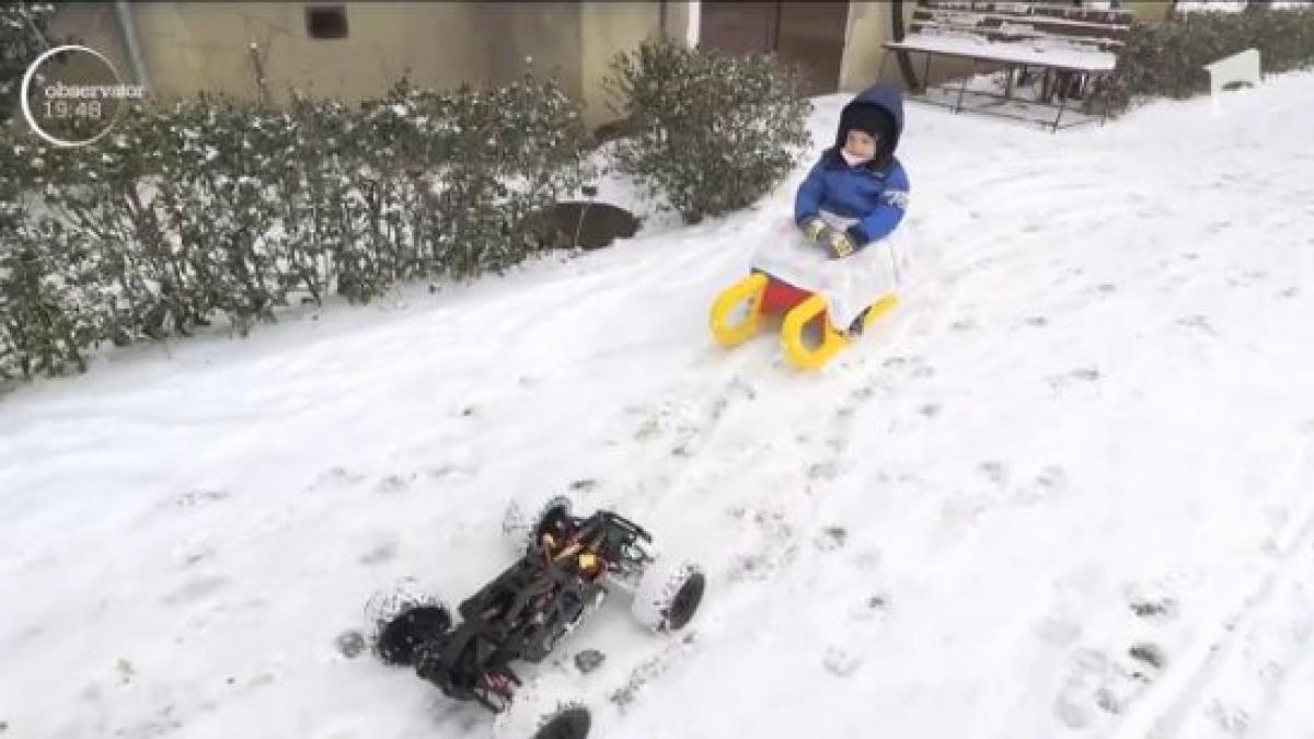 cum a scapat un parinte din timisoara de povara plimbarii copilului cu sania imaginile au devenit