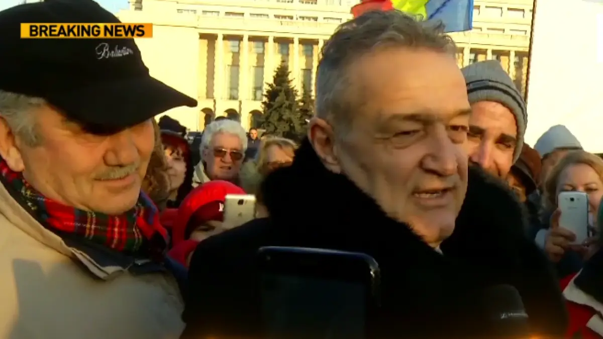gigi becali la protest stau si eu o jumatate de ora am venit macar ca respect pentru oamenii astia