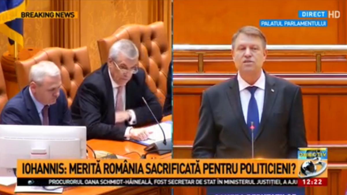 ce si au spus klaus iohannis si liviu dragnea dupa discursul din parlament