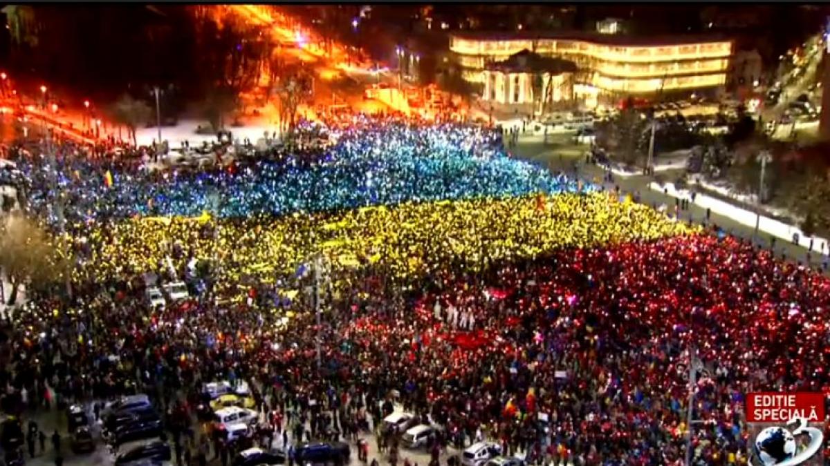 a 13 a zi de proteste in piata victoriei manifestantii vor sa faca istorie cu cel mai mare tricolor
