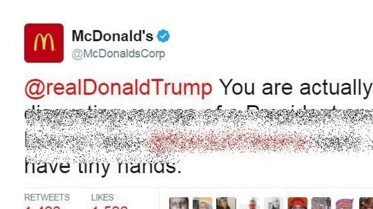 contul de twitter al mcdonald s a fost spart ce mesaj i a transmis presedintelui trump