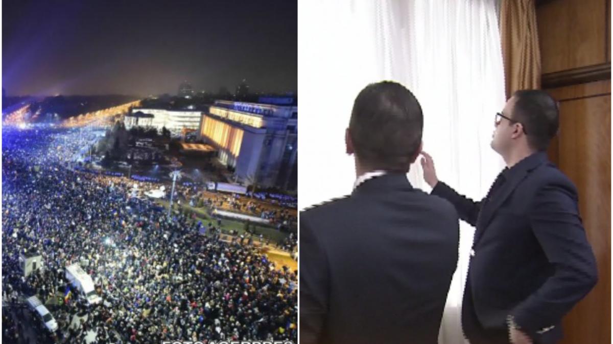 sinteza zilei imagini in premiera la tv cum se vad protestatarii din fata guvernului de la geamul