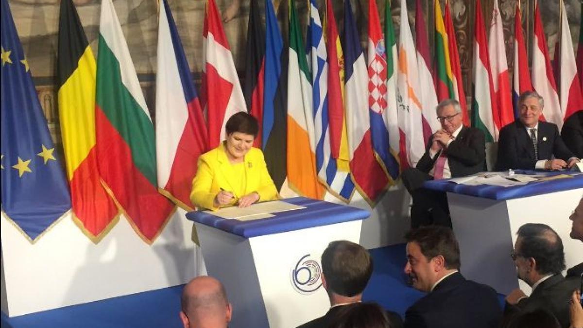 moment surprinzator in momentul semnarii declaratiei de la roma gestul premierului polonez face