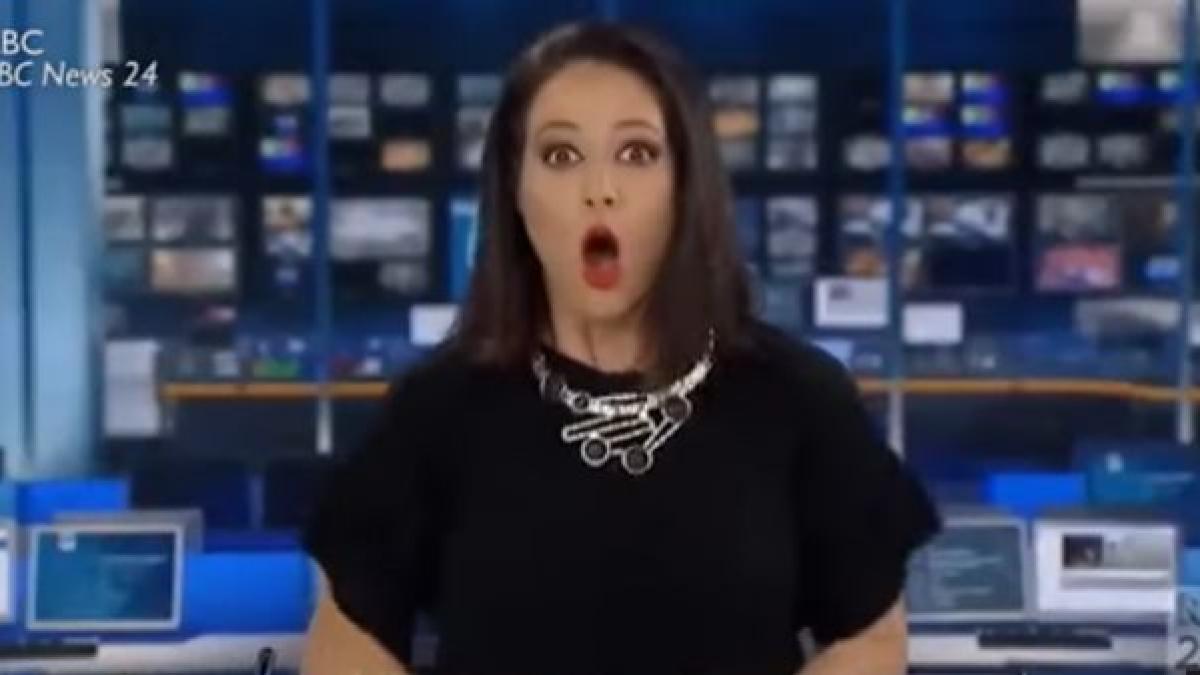 reactia comica a unei prezentatoare tv care nu stia ca este in direct uite cum face cand isi da