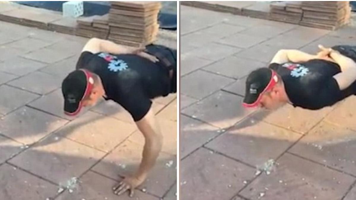 secretul barbatului care face flotari cu mainile la spate video