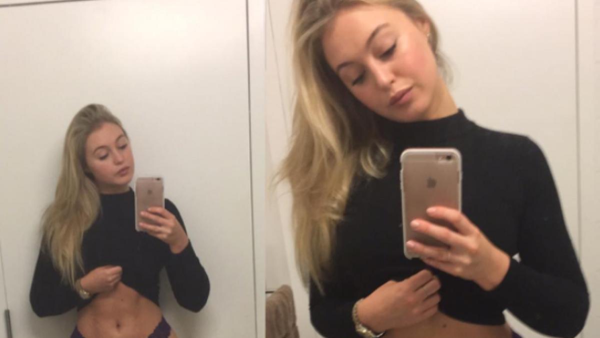 toate femeile au ajuns sa fie obsedate ce a demonstrat acest model si a ridicat bluza si a facut