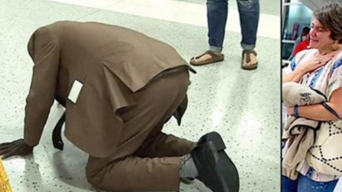 barbatul s a prabusit in aeroport de fata cu toti pasagerii cand si au dat seama ce se intampla de