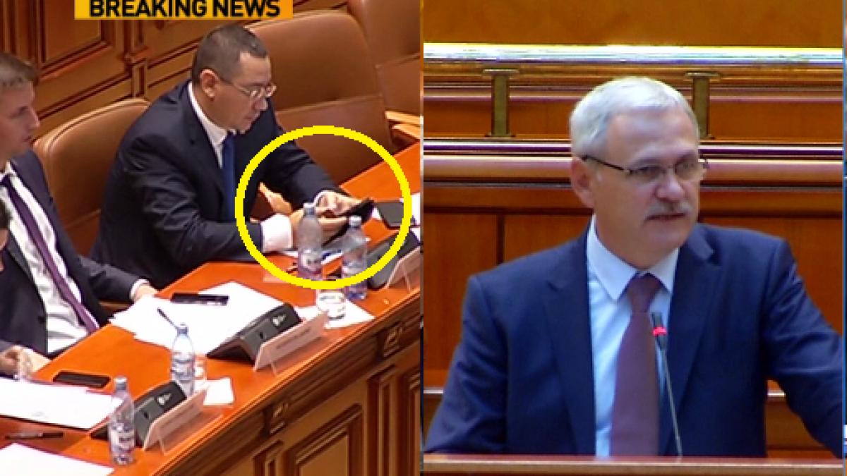 ce a postat victor ponta pe facebook din parlament in timpul discursului lui dragnea