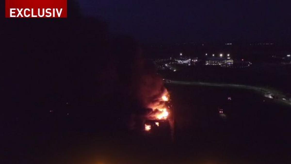 incendiu balotesti imagini din drona flacarile inca sunt puternice