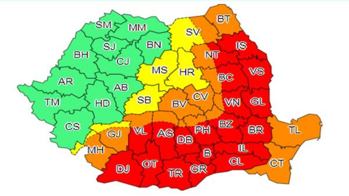 cod rosu si portocaliu de canicula in jumatate de tara romania se coace la peste 40 de grade