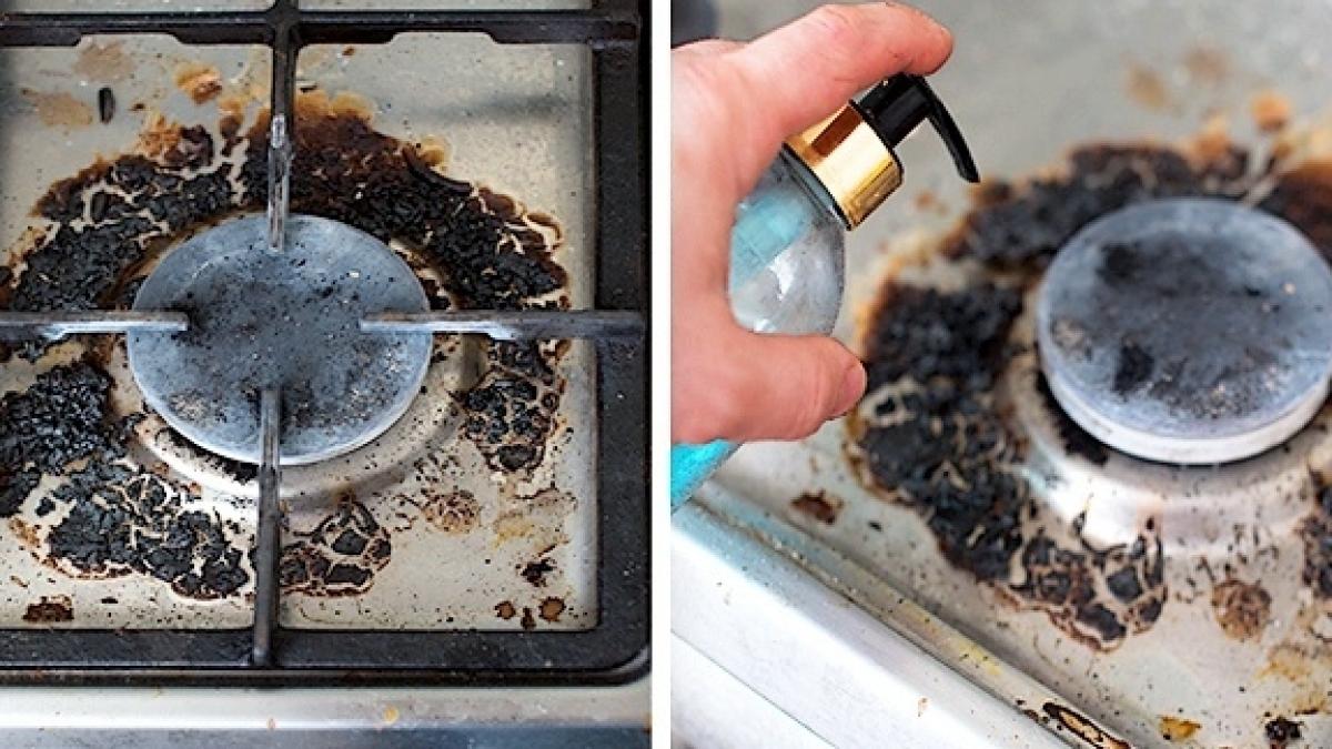 a amestecat trei ingrediente ieftine si a curatat perfect aragazul