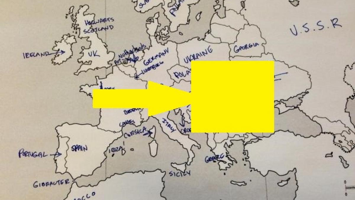 unor americani li s a dat o harta goala a europei ca sa completeze ei numele tarilor uite ce au
