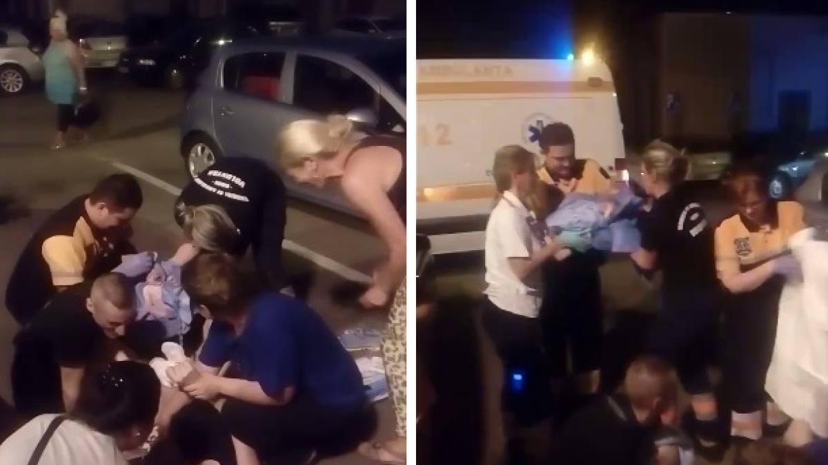 o romanca n a mai ajuns la spital si a nascut chiar in fata blocului intreaga scena a fost filmata