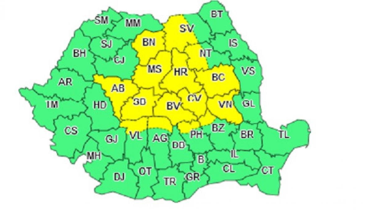noi coduri galbene de averse si descarcari electrice