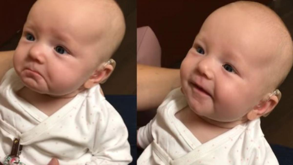un bebelus surd aude pentru prima data vocea mamei video viral