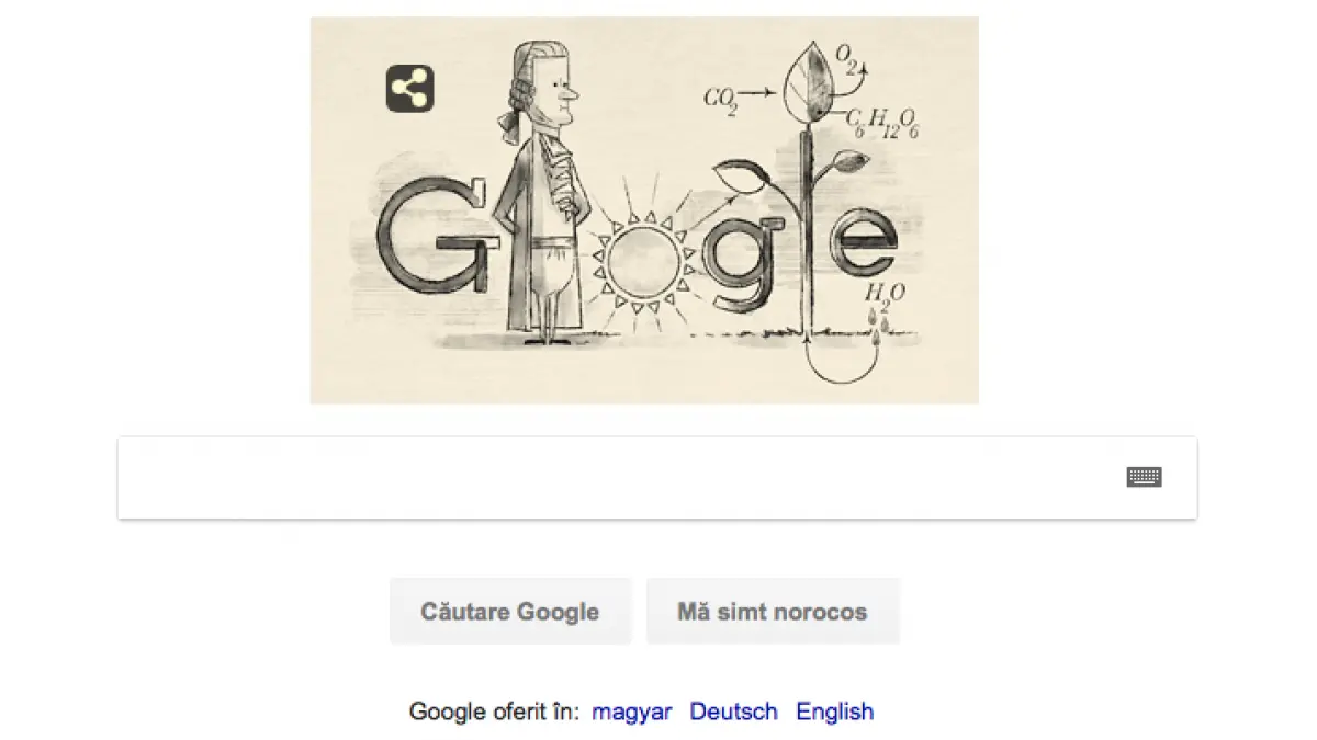 google doodle logo special pentru 8 decembrie cu jan ingenhousz