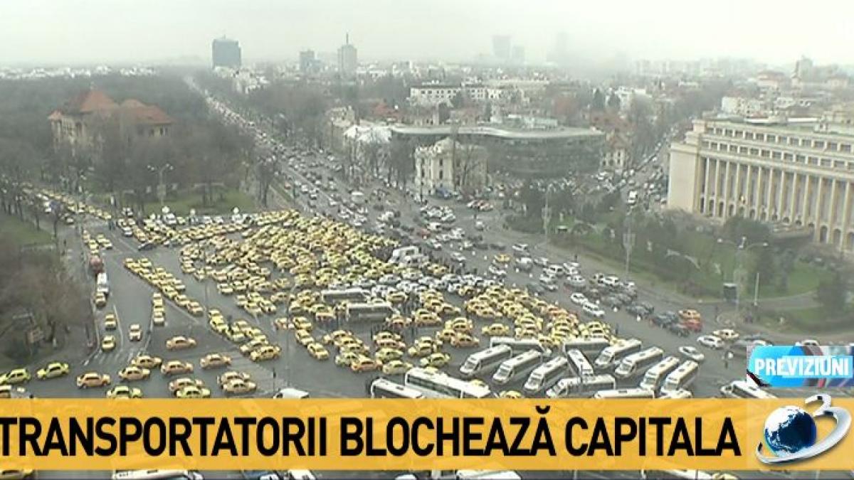 Transportatorii protestează în Piaţa Victoriei faţă de pirateria din