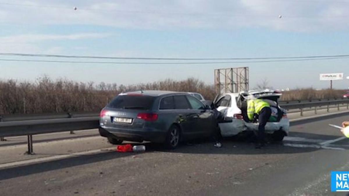 trafic ingreunat pe a1 din cauza unui accident