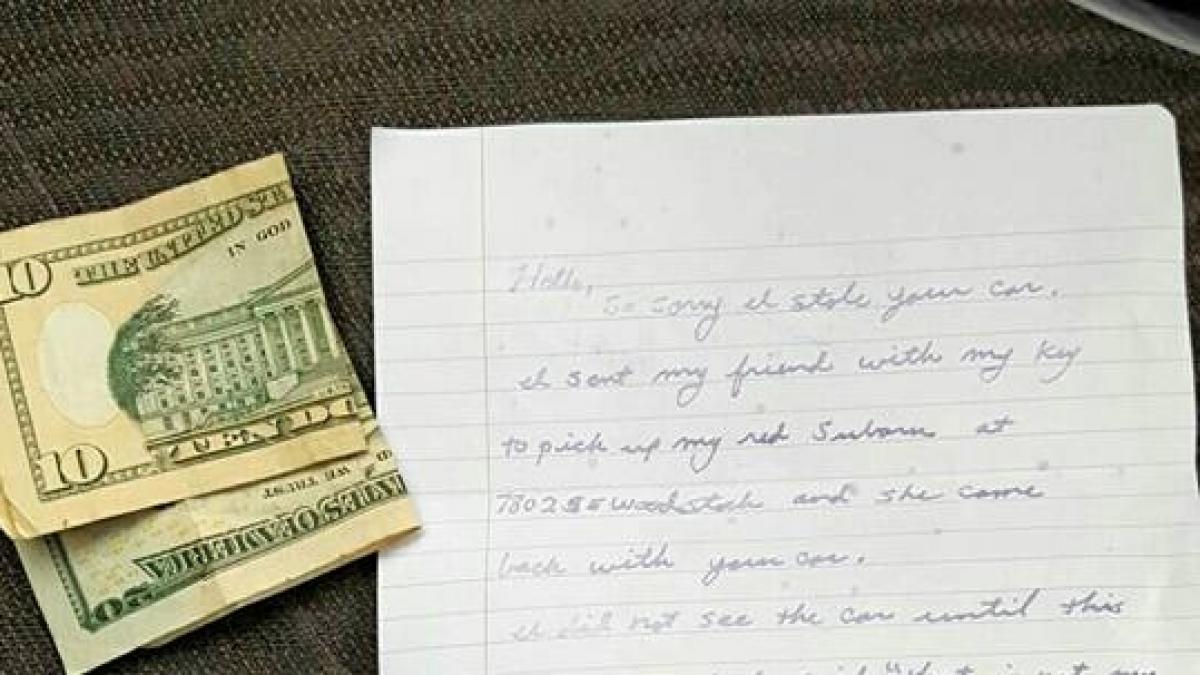 si a gasit masina furata alaturi de un bilet si o suma de bani motivul a devenit viral