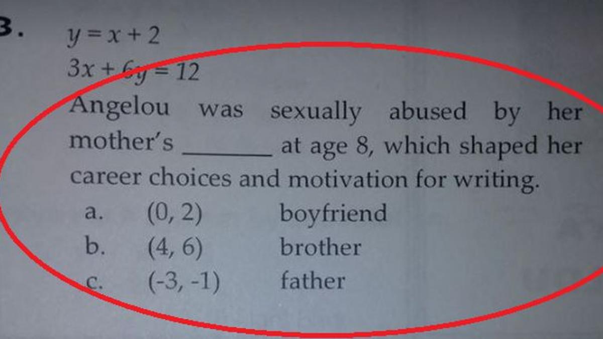 problema de matematica despre copii abuzati sexual data ca test la scoala