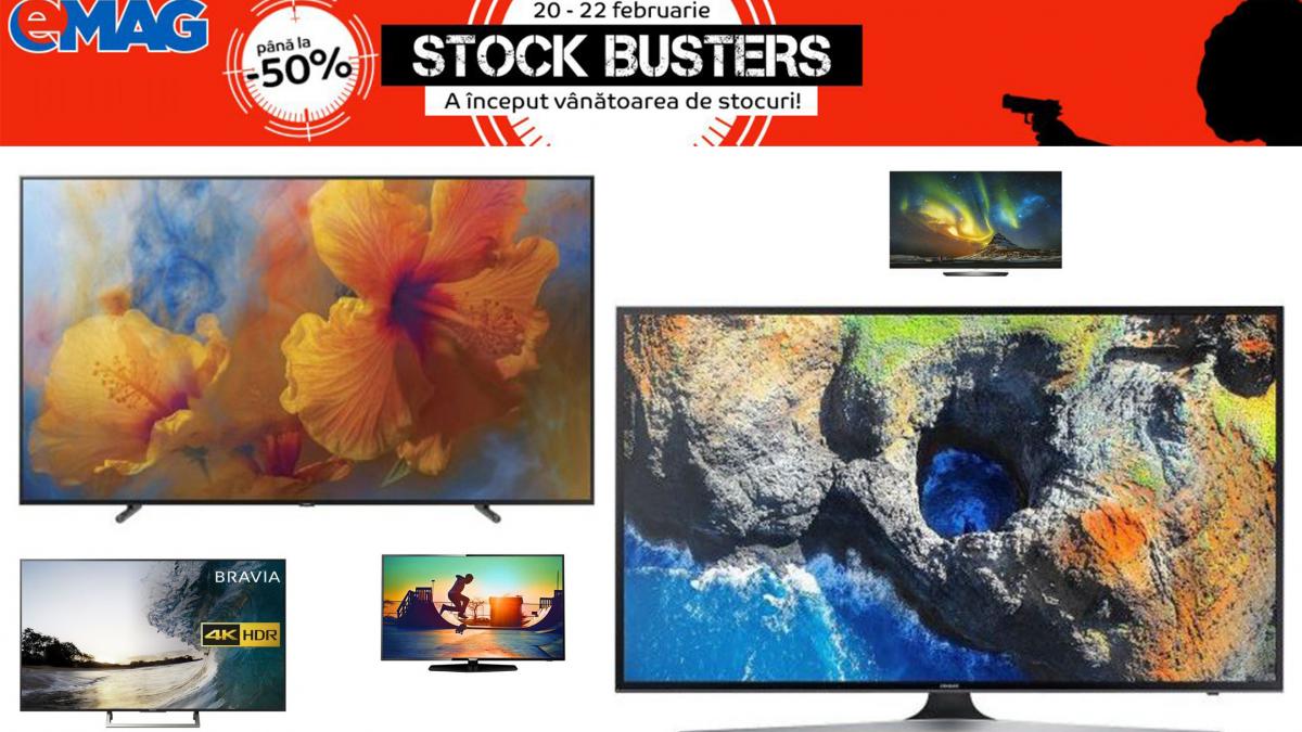 reduceri emag la televizoare pe 22 februarie ultima zi din stock busters