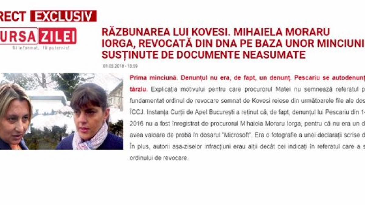 cum s a razbunat codruta kovesi pe procurorul iorga moraru