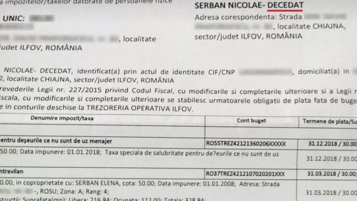 primaria chiajna a ajuns sa taxeze chiar si persoanele decedate