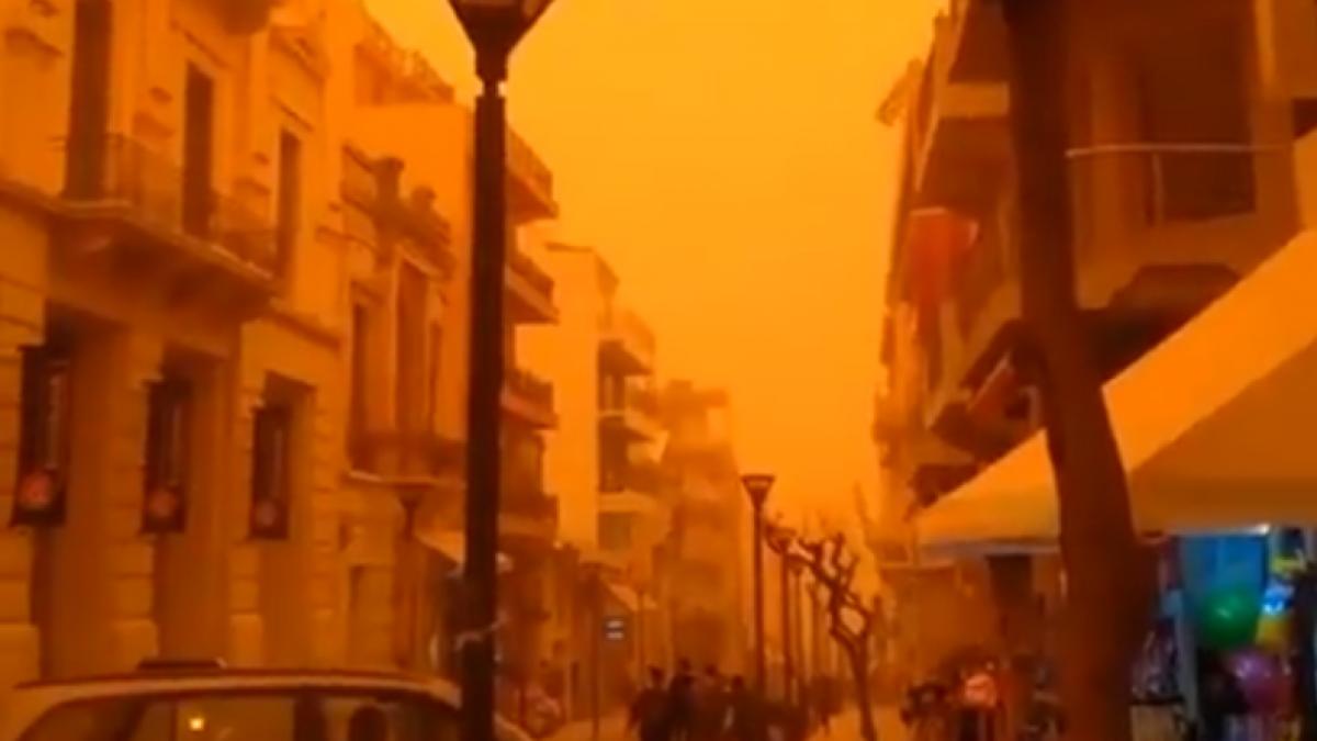 imagini apocaliptice in grecia insula creta portocalie din cauza prafului saharian video
